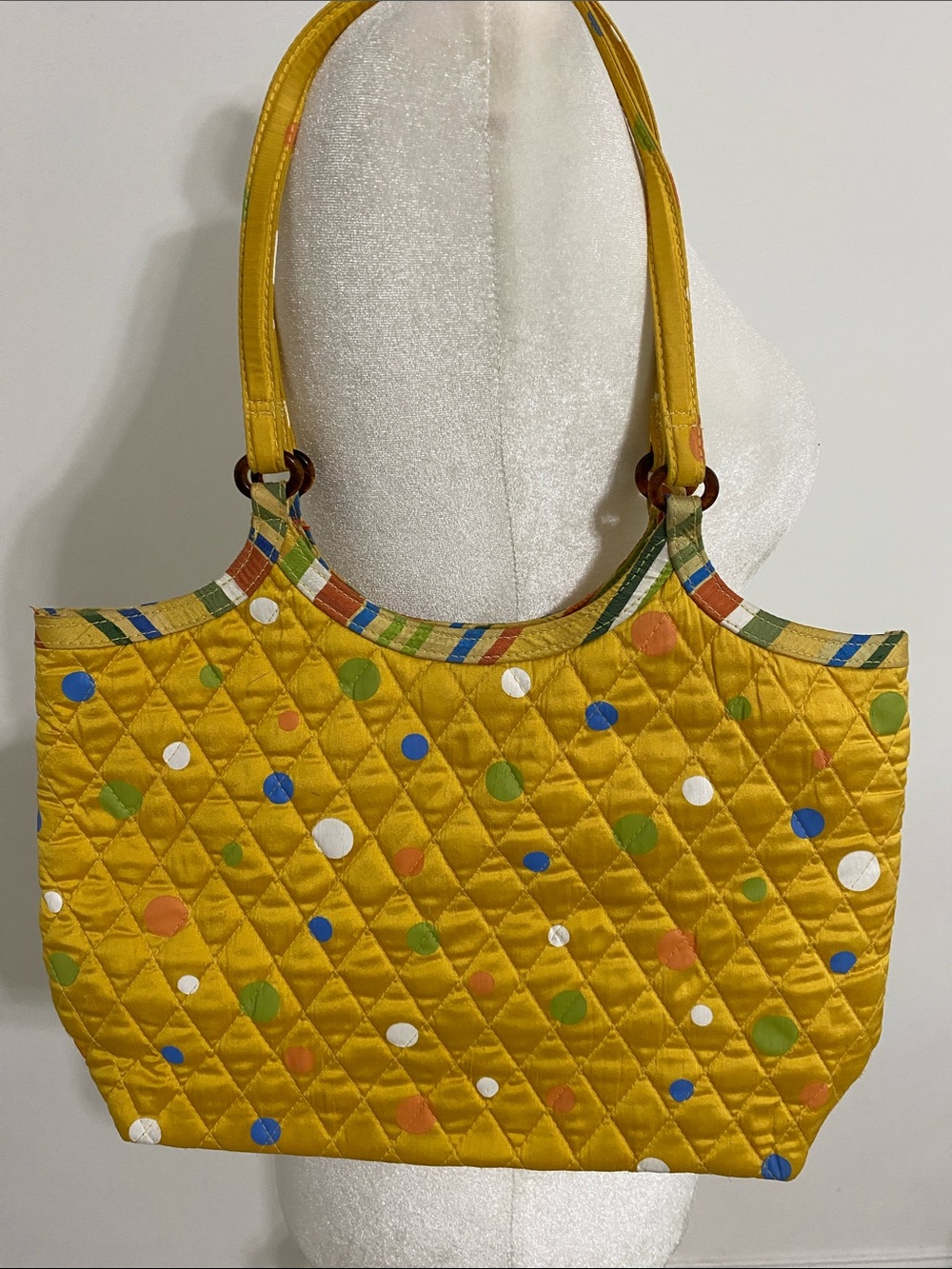 Vera Bradley Yellow Silk Polka Dot Purse